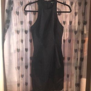 Bebe black satin dress 2 mini pencil cocktail